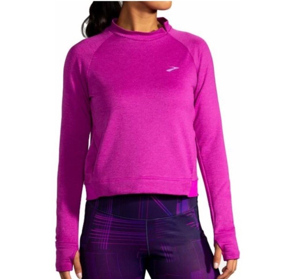 Brooks Notch Thermal Long Sleeve Running Shirt Magenta Womens XS Pockets